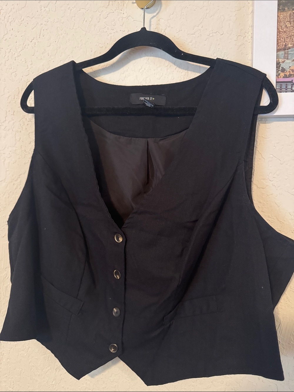 Black Button-Front Vest Top